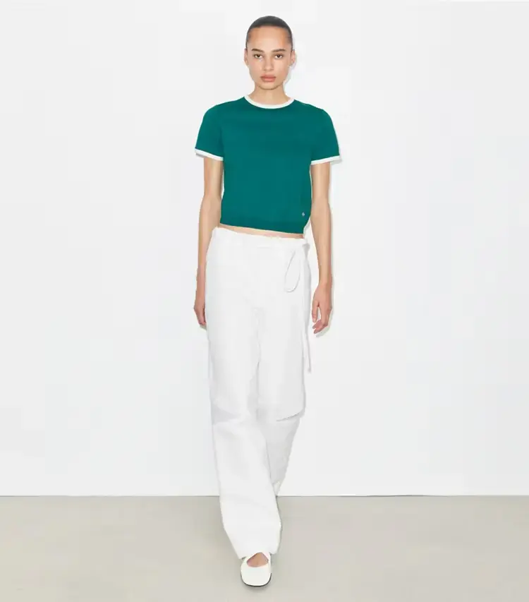 Contrast-Trim Short-Sleeve Sweater - Image 3