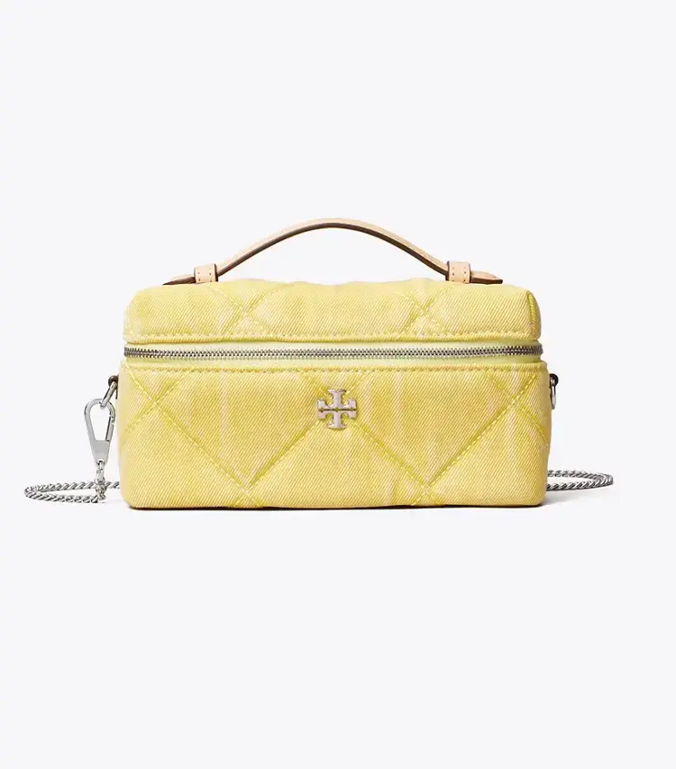 Kira Diamond Quilt Denim Vanity Case - Image 3