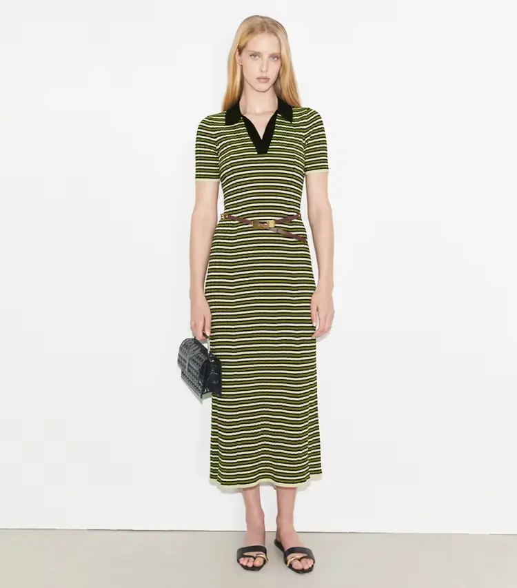 Stripe Knit Polo Dress - Image 2