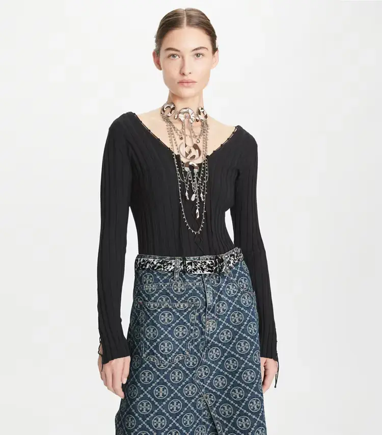 Lace-Up Wool Sweater - Image 2