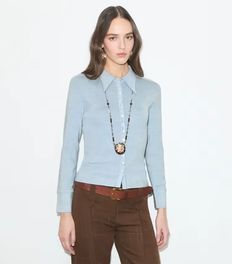 Silk Polo Cardigan - Image 2
