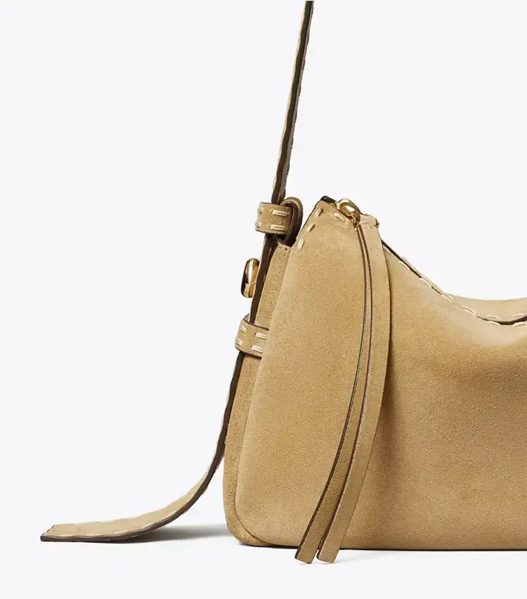 Small Romy Suede Pick Stitch Shoulder Bag - Image 4