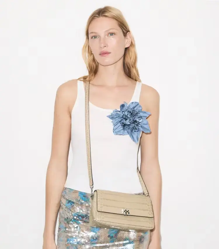 Small Charlie Croc-Embossed Shoulder Bag - Image 3