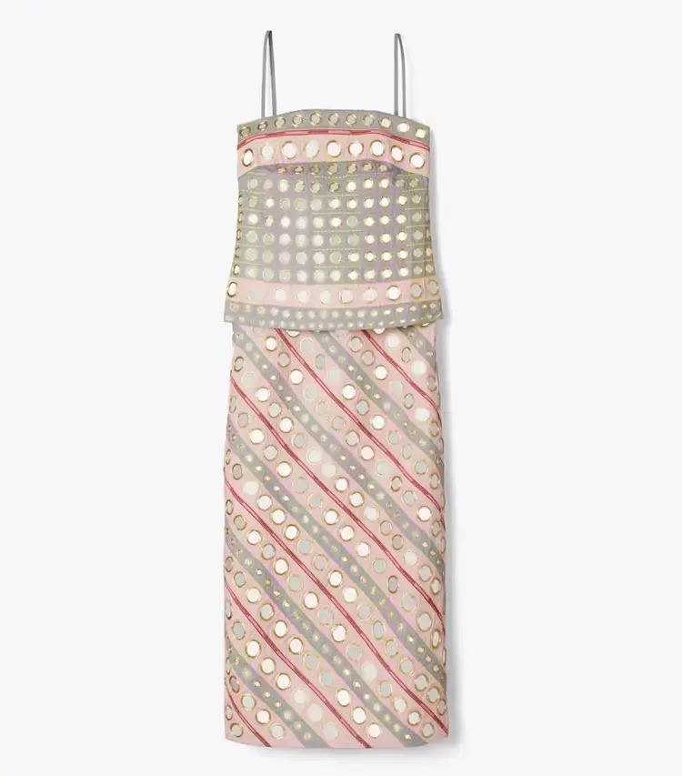 Mirror Embellished Cotton Dress