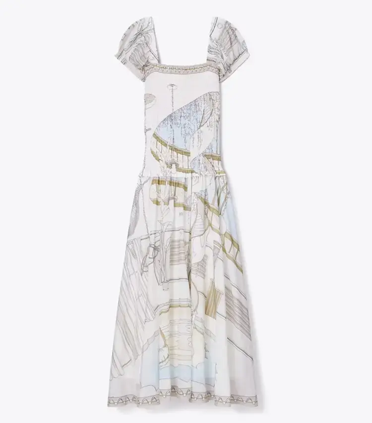 Printed Smocked Dress
